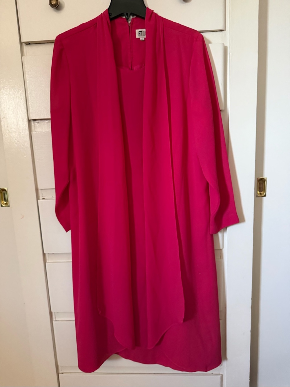 Fuchsia Womens Dress with Draped Front - size 14